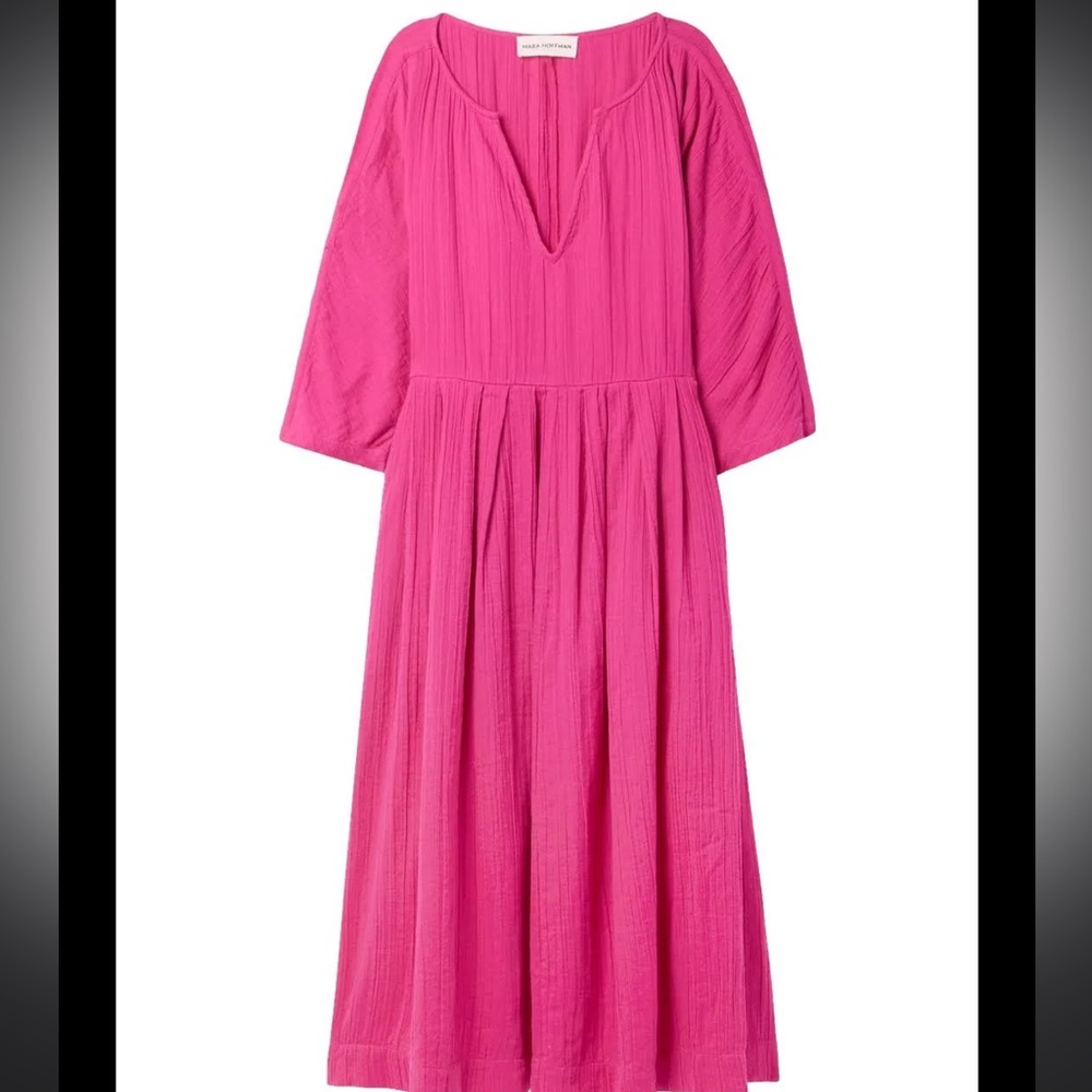 NWT Mara Hoffman Chloe pleated cotton-gauze oversized midi dress  XXS-M and XS-L - Picture 5 of 9
